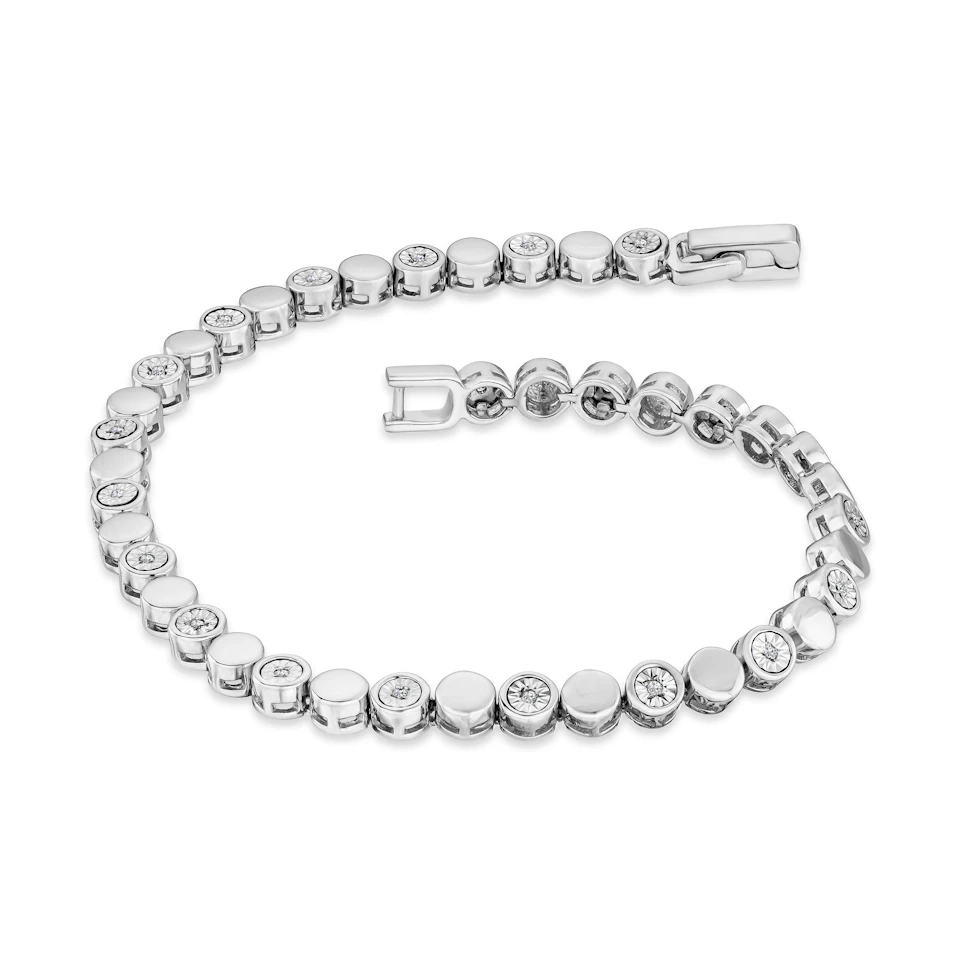 Lab Diamond Mens Tennis Bracelet Round Cut 0.10ct H/SI Silver