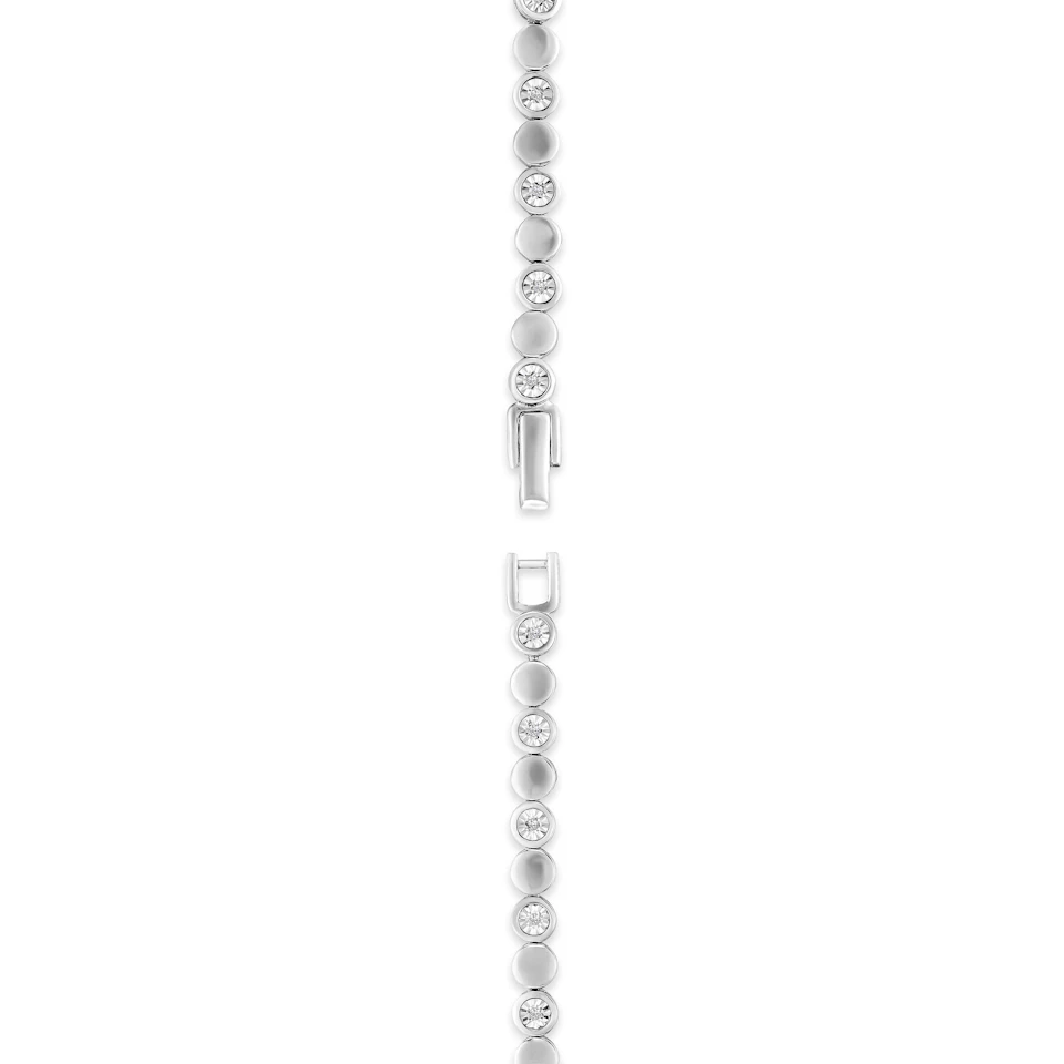 Lab Diamond Tennis Bracelet Round Cut 0.10ct H/SI Silver