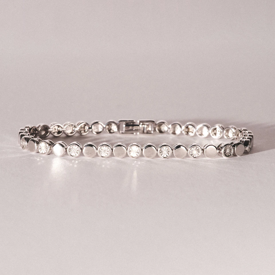 Lab Diamond Mens Tennis Bracelet Round Cut 0.10ct H/SI Silver