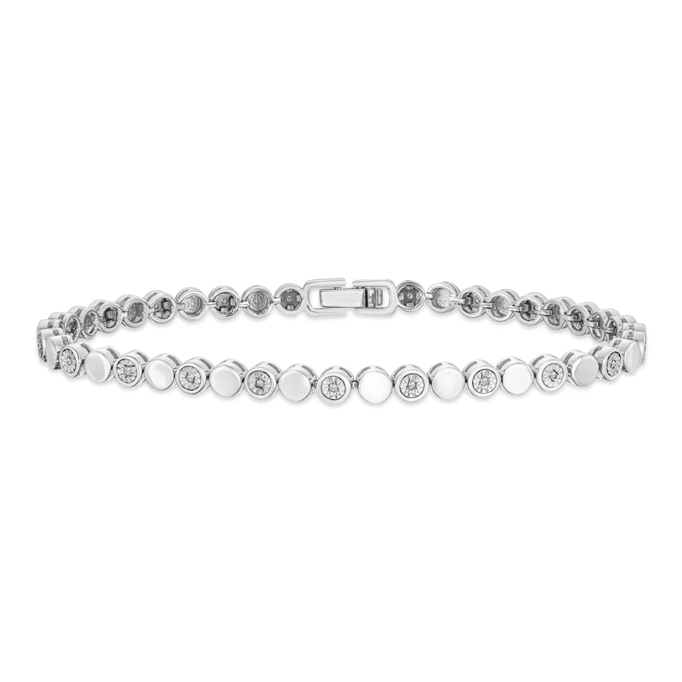 Lab Diamond Mens Tennis Bracelet Round Cut 0.10ct H/SI Silver