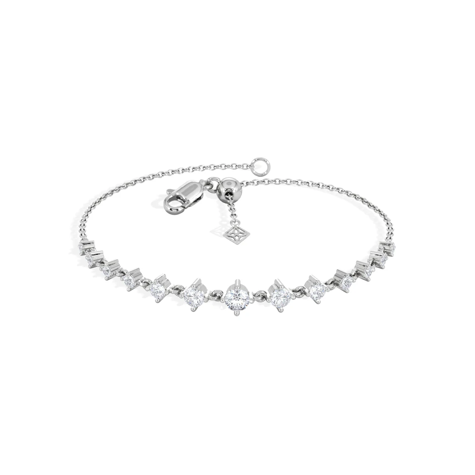 Moments 1.00ct Round Cut Lab Diamond Adjustable Tennis Bracelet in Sterling Silver