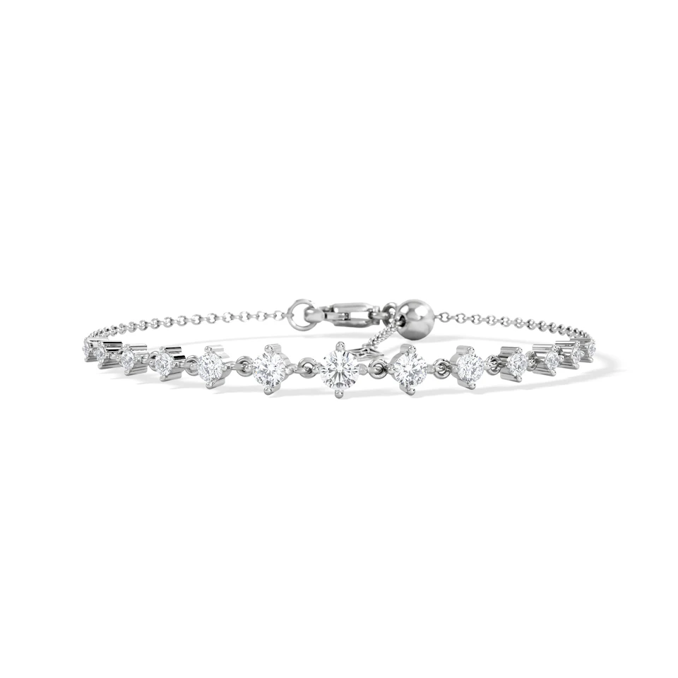Moments 1.00ct Round Cut Lab Diamond Adjustable Tennis Bracelet in Sterling Silver