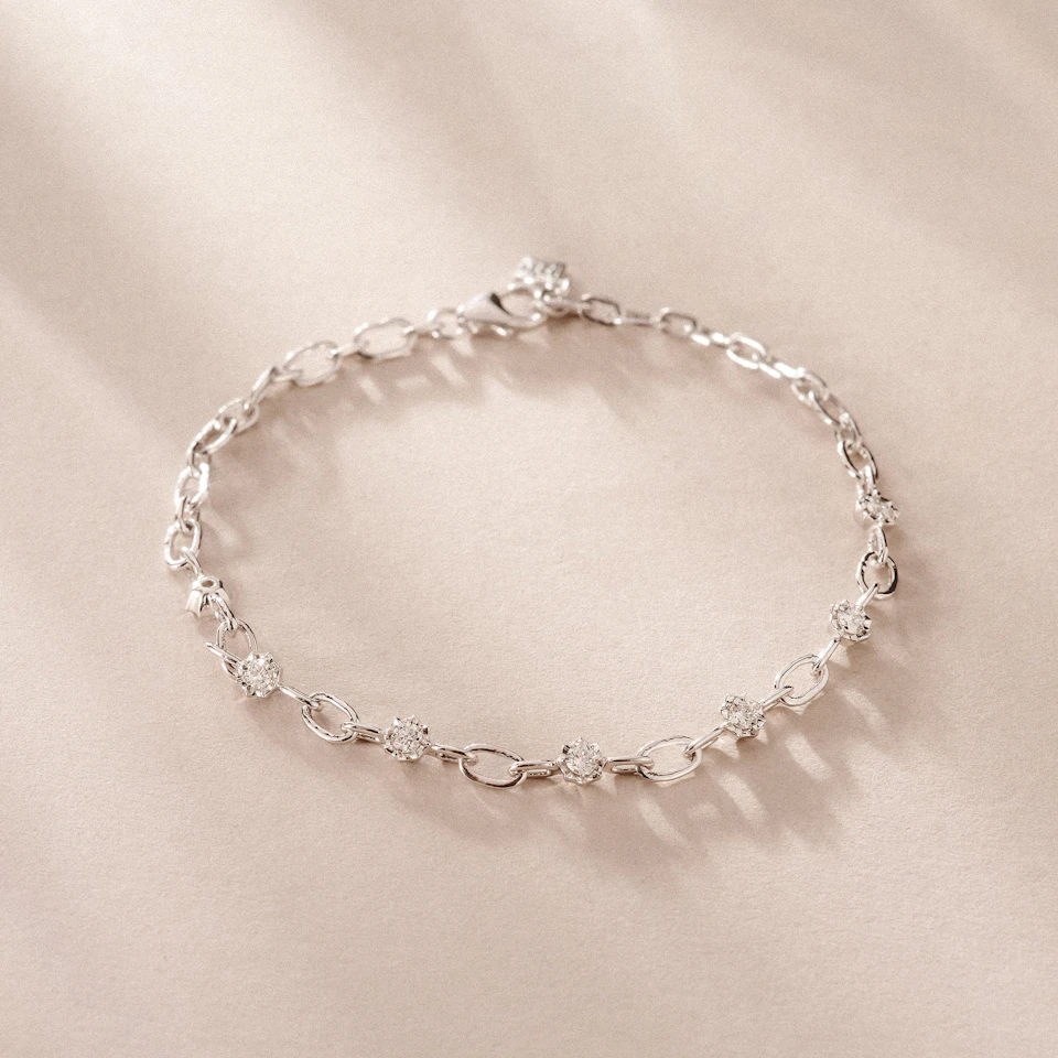 Bound Lab Diamond Link Bracelet 0.40ct Round Cut in Sterling Silver
