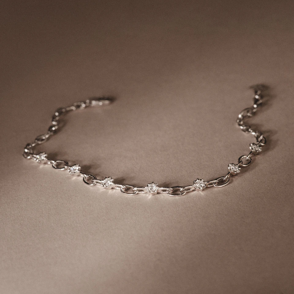 Bound Lab Diamond Link Bracelet 0.40ct Round Cut in Sterling Silver