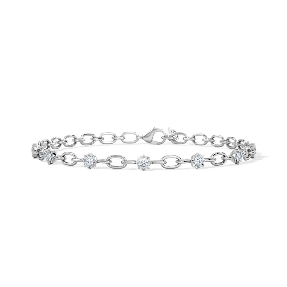 Bound Lab Diamond Link Bracelet 0.40ct Round Cut in Sterling Silver