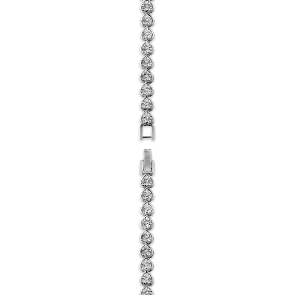 Heart Tennis Bracelet Lab Diamond 0.15ct in 925 Silver