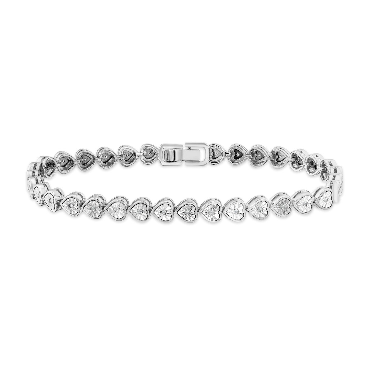 Heart Tennis Bracelet Lab Diamond 0.15ct in 925 Silver