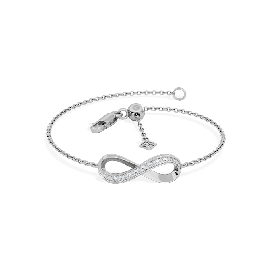 Infinity Love 0.08ct Lab Diamond Adjustable Bracelet in Sterling Silver