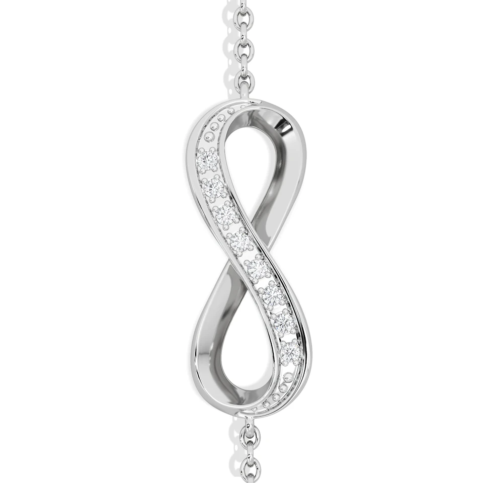 Infinity Love 0.08ct Lab Diamond Adjustable Bracelet in Sterling Silver