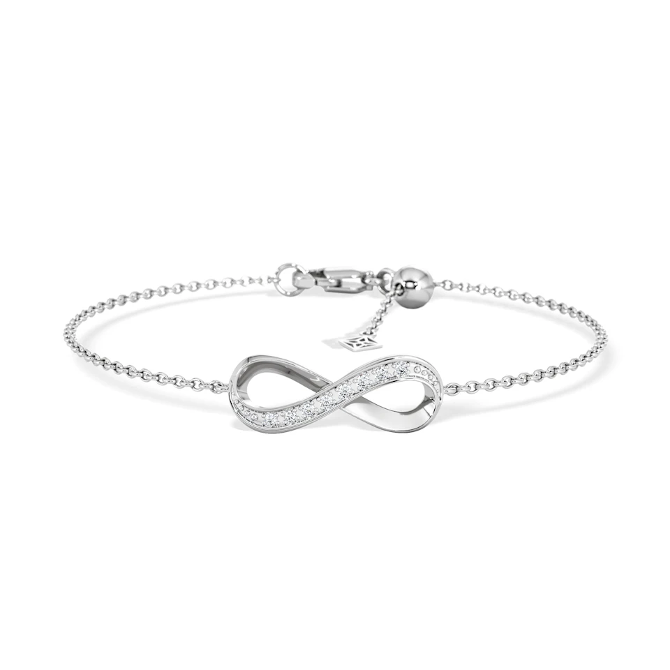 Infinity Love 0.08ct Lab Diamond Adjustable Bracelet in Sterling Silver
