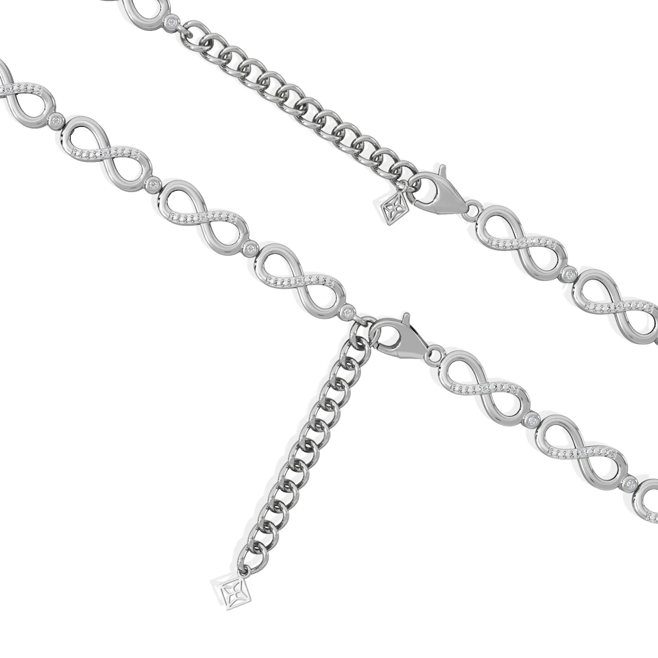 Infinity Love 0.05ct Lab Diamond Link Bracelet in Sterling Silver