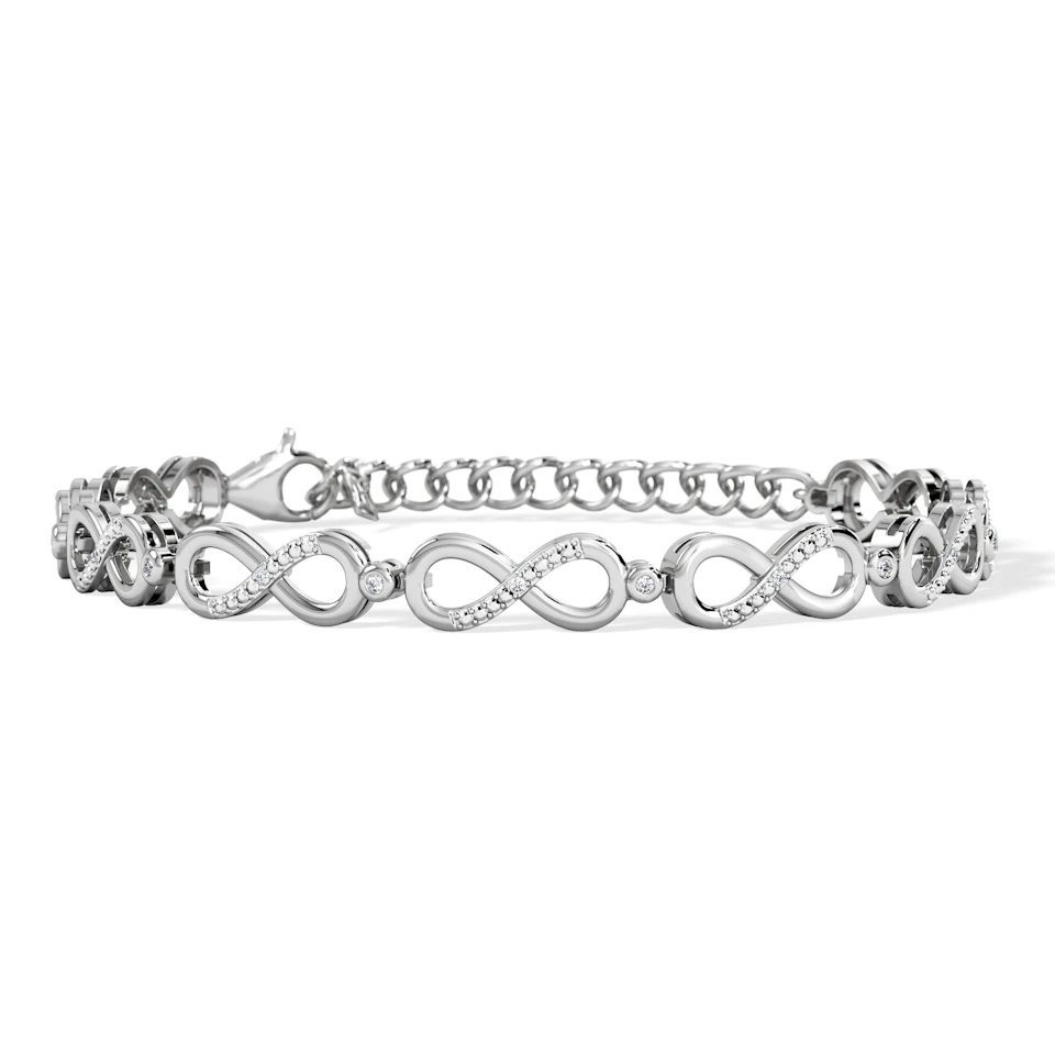 Infinity Love 0.05ct Lab Diamond Link Bracelet in Sterling Silver