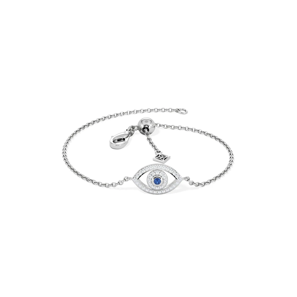Evil Eye 0.21ct Sapphire Lab Diamond Adjustable Bracelet in Sterling Silver