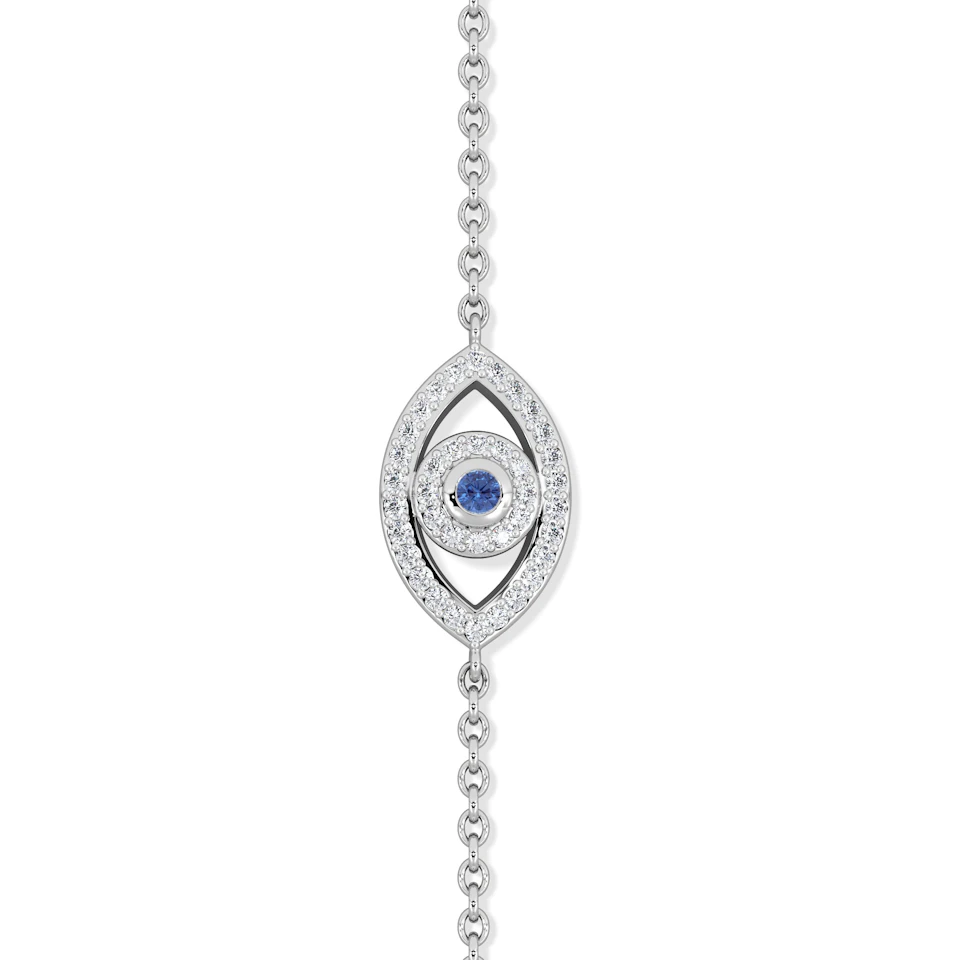Evil Eye 0.21ct Sapphire Lab Diamond Adjustable Bracelet in Sterling Silver