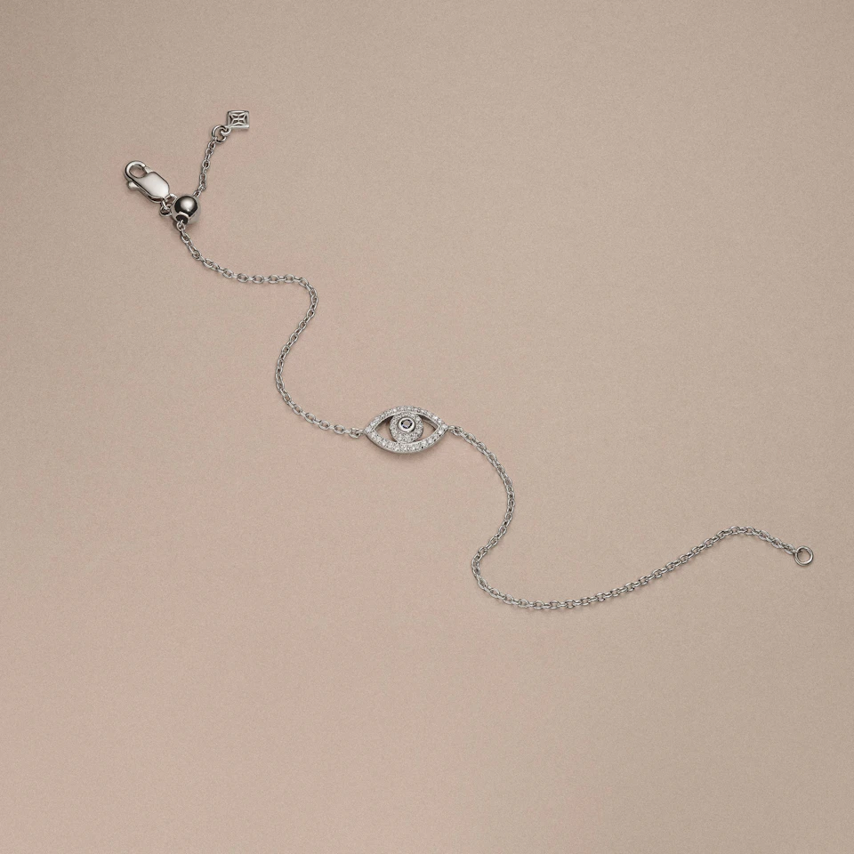 Evil Eye 0.21ct Sapphire Lab Diamond Adjustable Bracelet in Sterling Silver