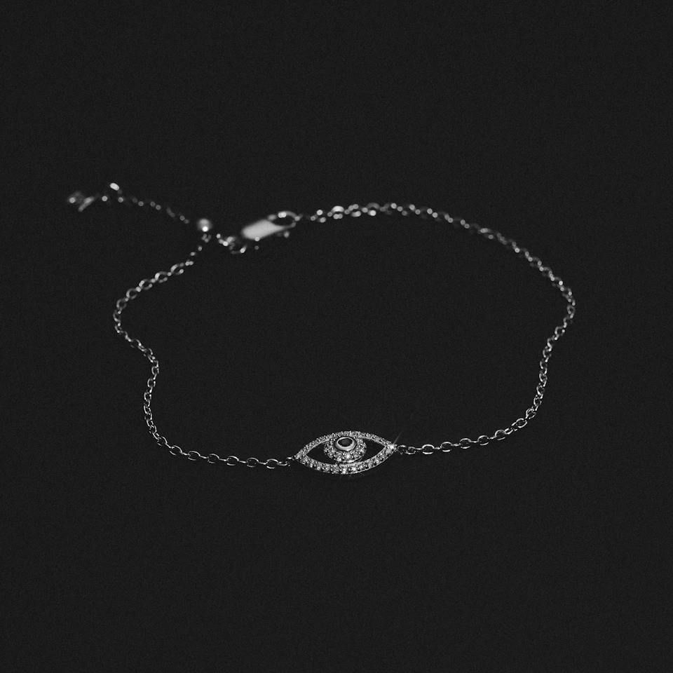 Evil Eye 0.21ct Sapphire Lab Diamond Adjustable Bracelet in Sterling Silver