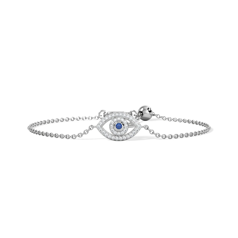 Evil Eye 0.21ct Sapphire Lab Diamond Adjustable Bracelet in Sterling Silver