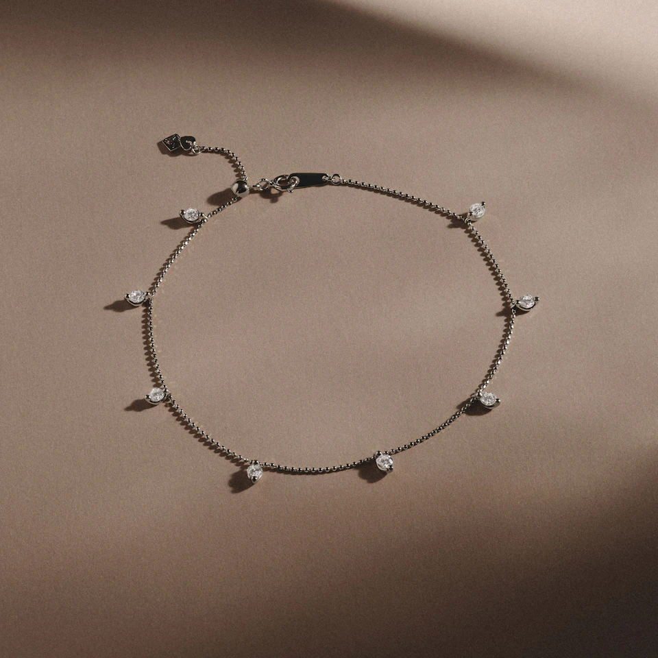 The Anklet - 1.00ct Round Cut Lab Diamond in Sterling Silver