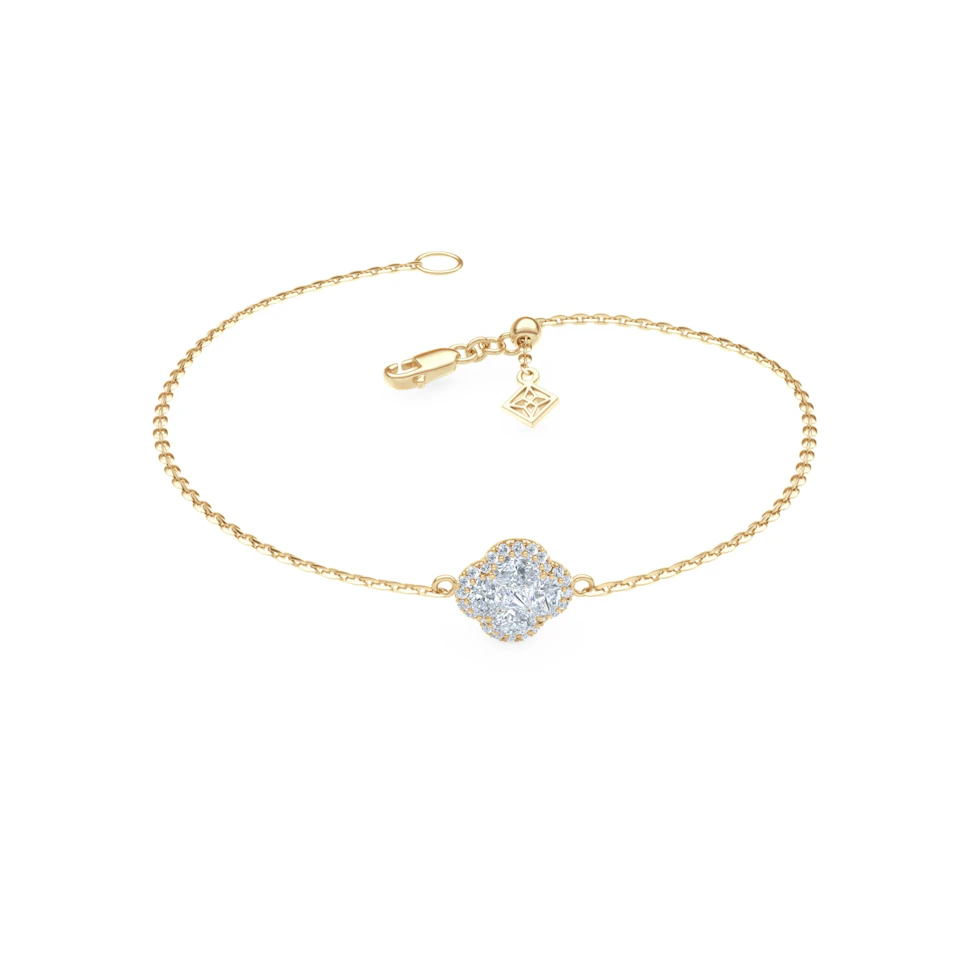 Alegria 0.91ct Lab Diamond Halo Bracelet in 9K Yellow Gold