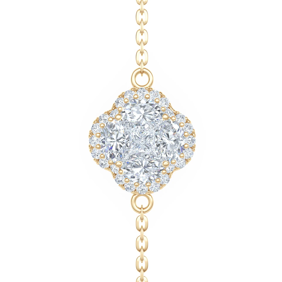 Alegria 0.91ct Lab Diamond Halo Bracelet in 9K Yellow Gold