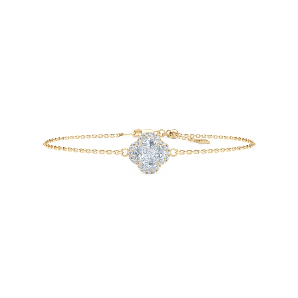 Alegria 0.91ct Lab Diamond Halo Bracelet in 9K Yellow Gold
