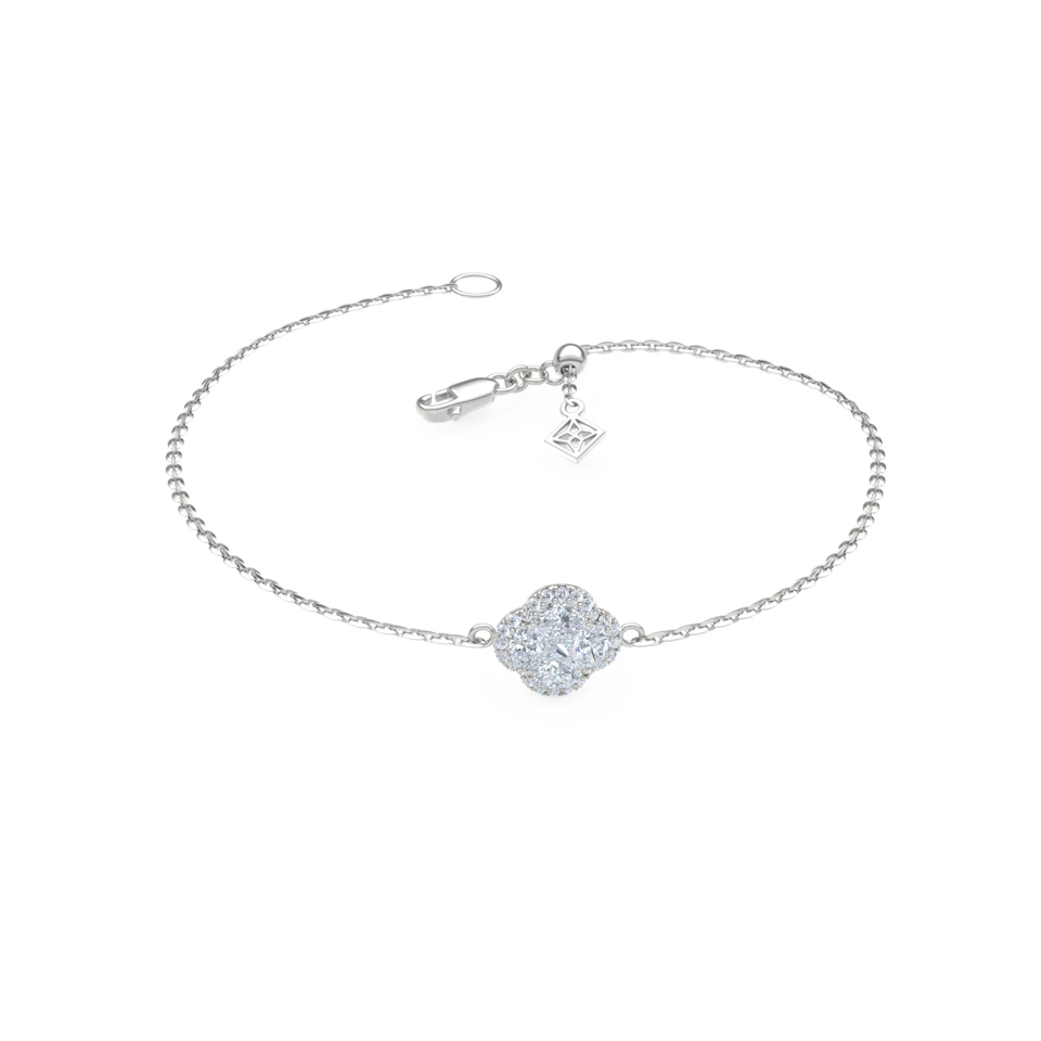 Alegria 0.91ct Lab Diamond Halo Bracelet in 9K White Gold