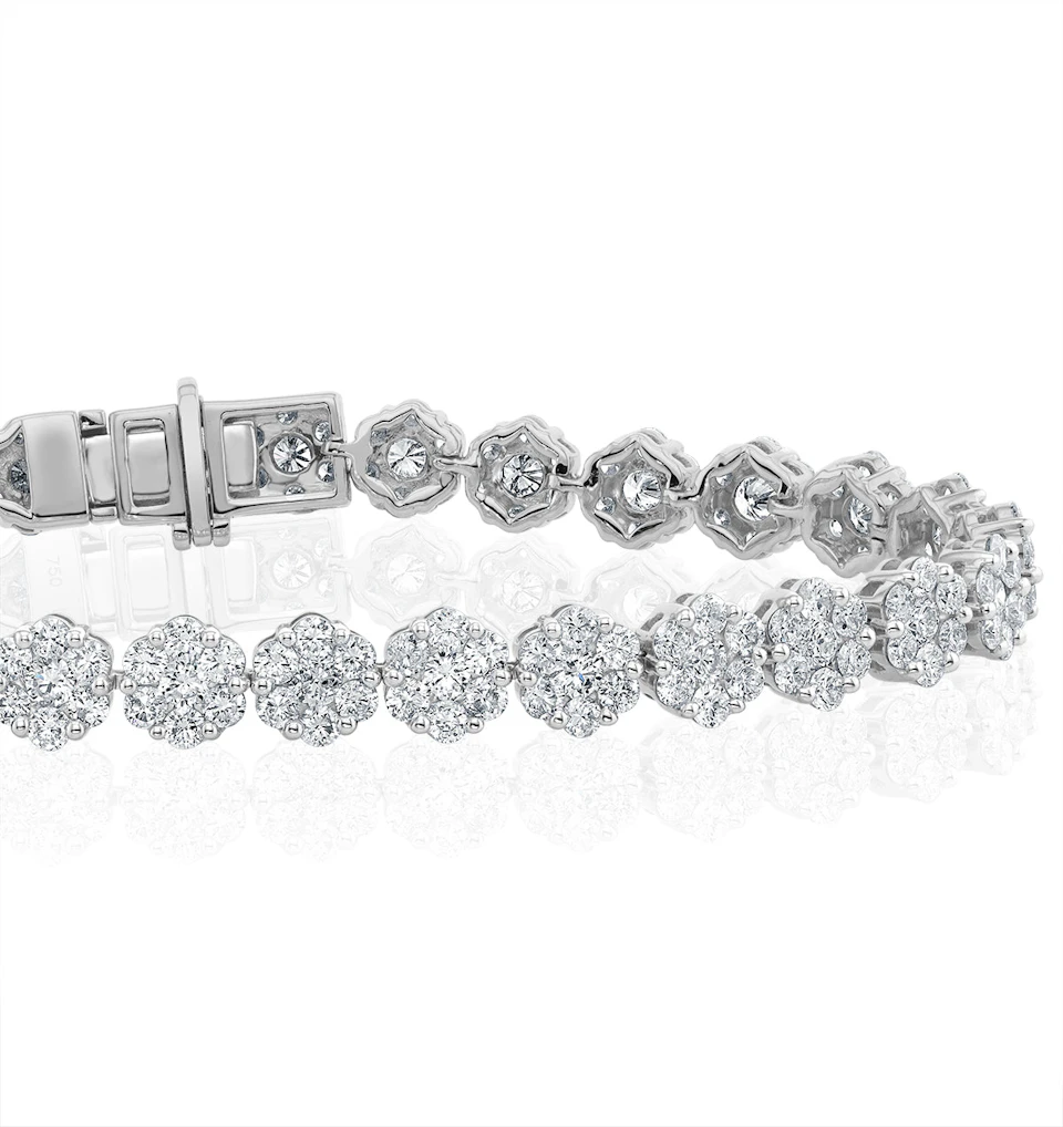 7ct Cluster Lab Diamond Tennis Bracelet H/Si Set in 18K White Gold