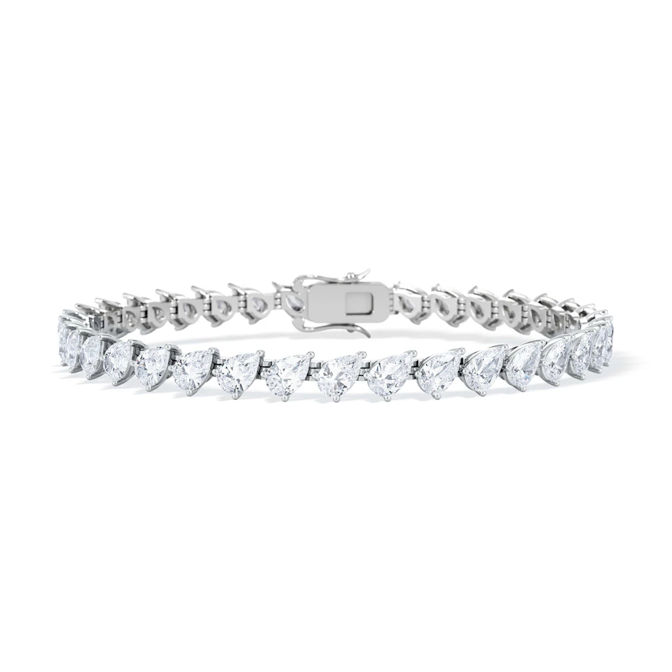 LUXE 8.00ct Lab Diamond Tennis Bracelet with IGI Certified Pear-Cut Diamonds in 18K White Gold