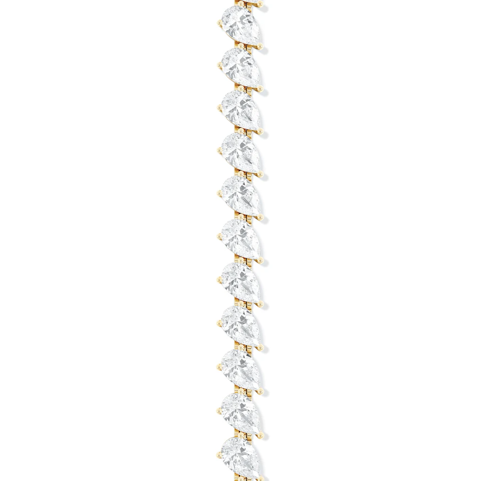 LUXE 8.00ct Lab Diamond Tennis Bracelet with IGI Certified Pear-Cut Diamonds in 18K Yellow Gold
