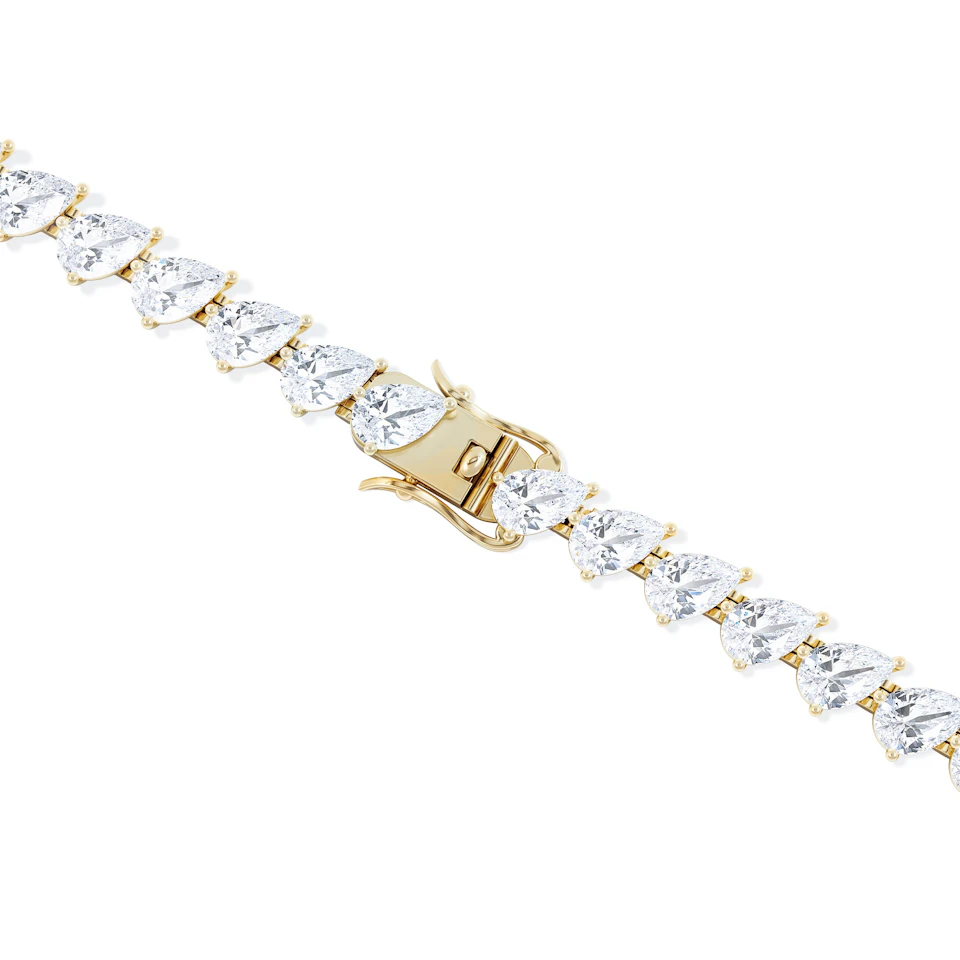 LUXE 8.00ct Lab Diamond Tennis Bracelet with IGI Certified Pear-Cut Diamonds in 18K Yellow Gold