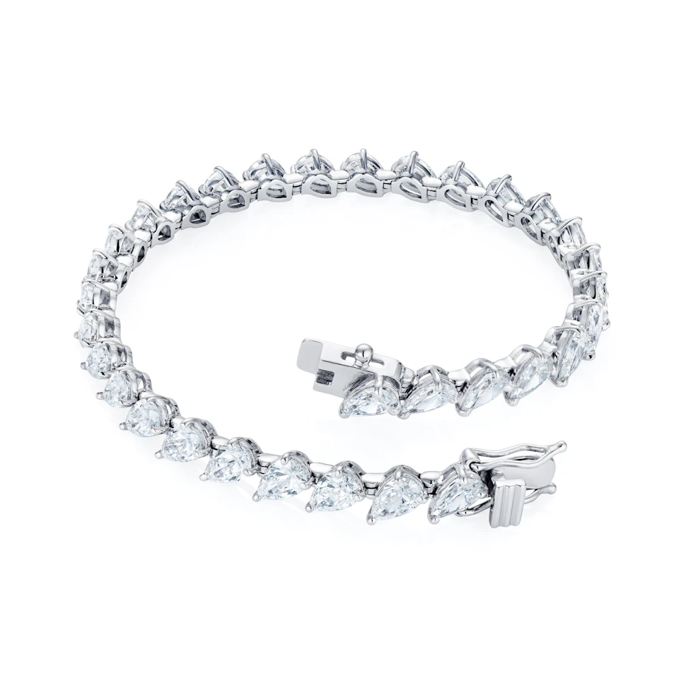 LUXE 11.00ct Lab Diamond Tennis Bracelet with IGI Certified Pear-Cut Diamonds in 18K White Gold