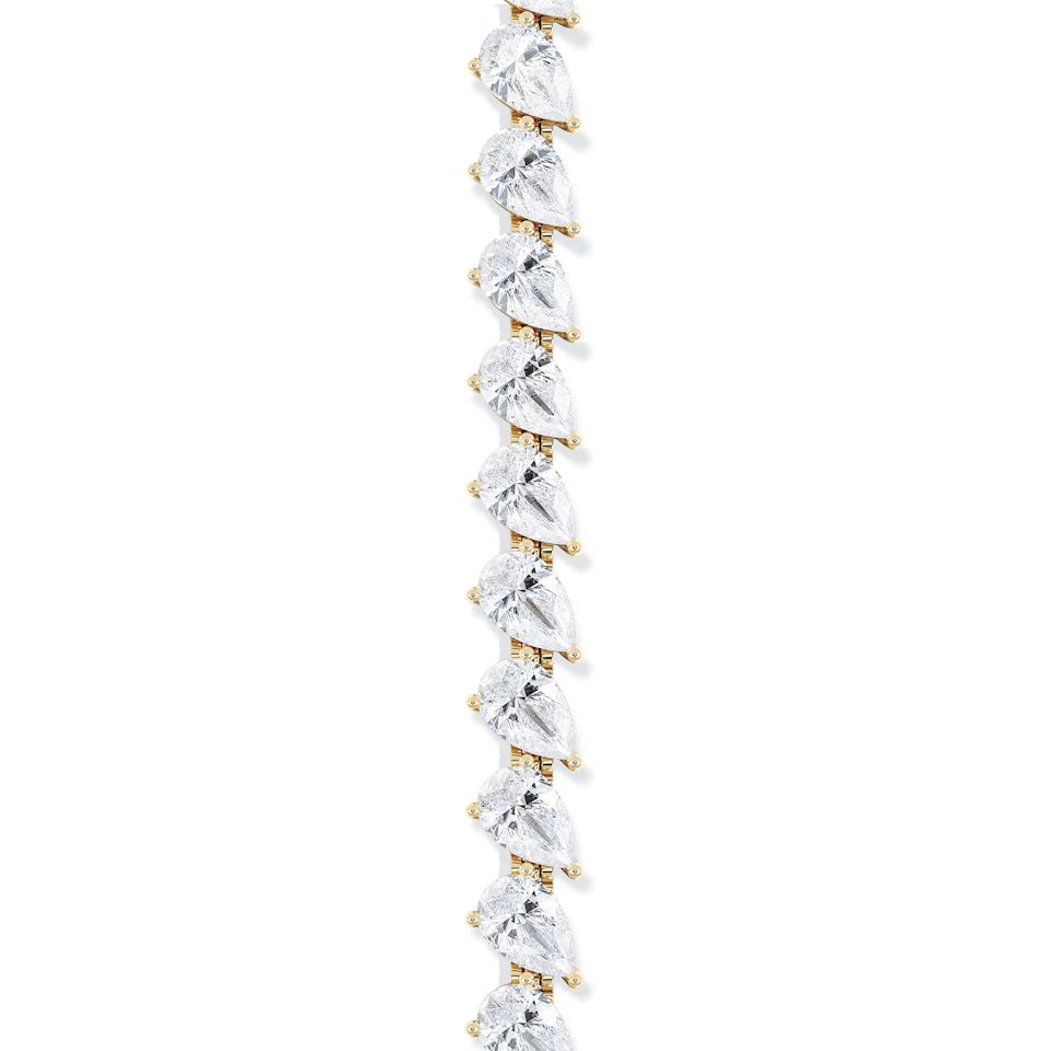 LUXE 11.00ct Lab Diamond Tennis Bracelet with IGI Certified Pear-Cut Diamonds in 18K Yellow Gold