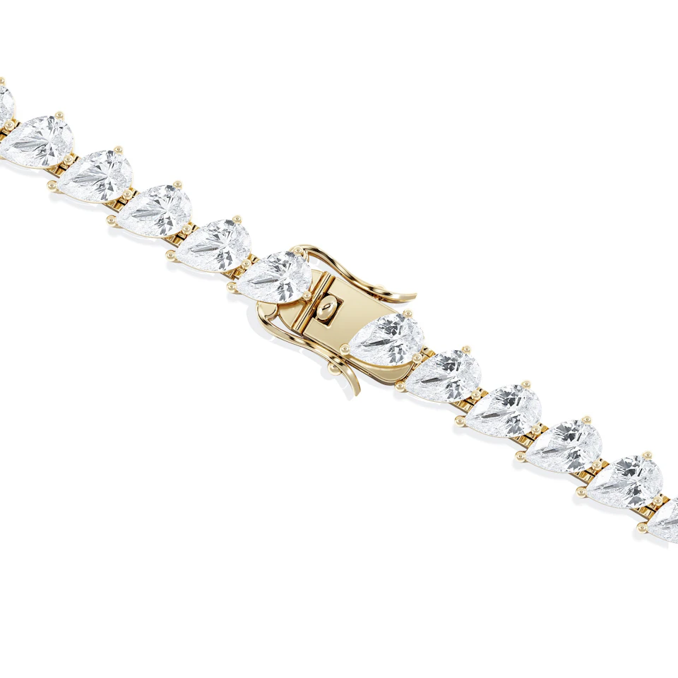 LUXE 11.00ct Lab Diamond Tennis Bracelet with IGI Certified Pear-Cut Diamonds in 18K Yellow Gold