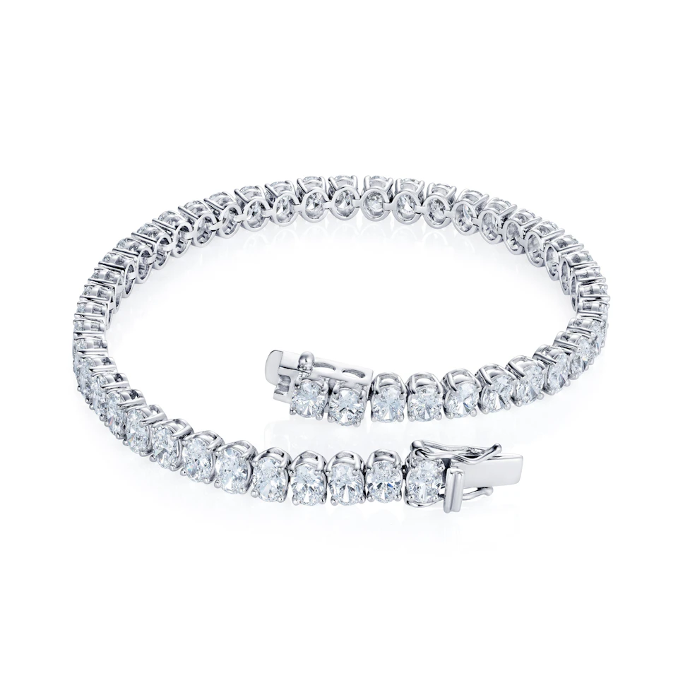 LUXE 10.00ct Lab Diamond Tennis Bracelet with IGI Certified Oval-Cut Diamonds in 18K White Gold