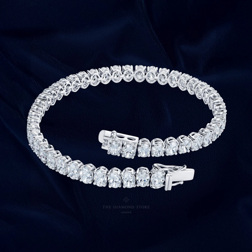 LUXE 10.00ct Lab Diamond Tennis Bracelet with IGI Certified Oval-Cut Diamonds in 18K White Gold