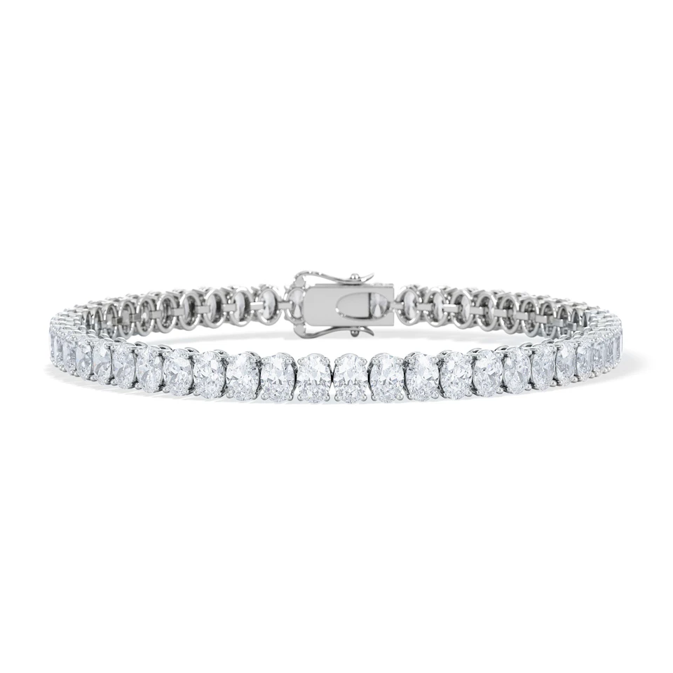 LUXE 10.00ct Lab Diamond Tennis Bracelet with IGI Certified Oval-Cut Diamonds in 18K White Gold