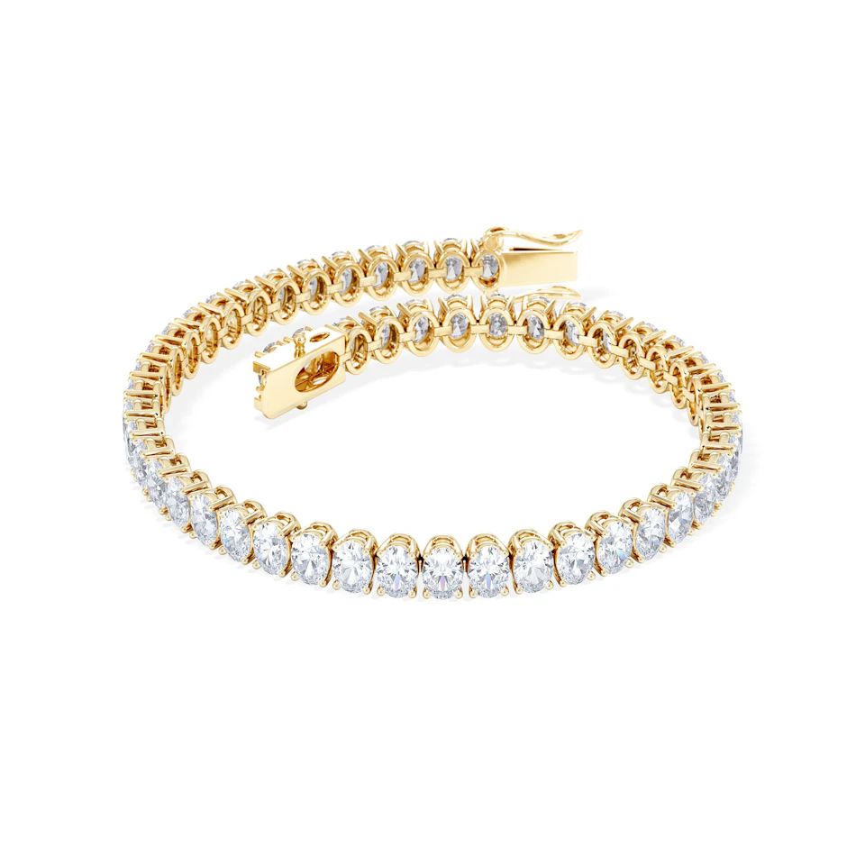 LUXE 10.00ct Lab Diamond Tennis Bracelet with IGI Certified Oval-Cut Diamonds in 18K Yellow Gold
