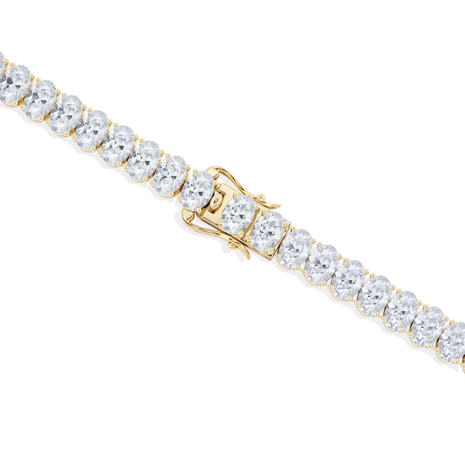 LUXE 10.00ct Lab Diamond Tennis Bracelet with IGI Certified Oval-Cut Diamonds in 18K Yellow Gold