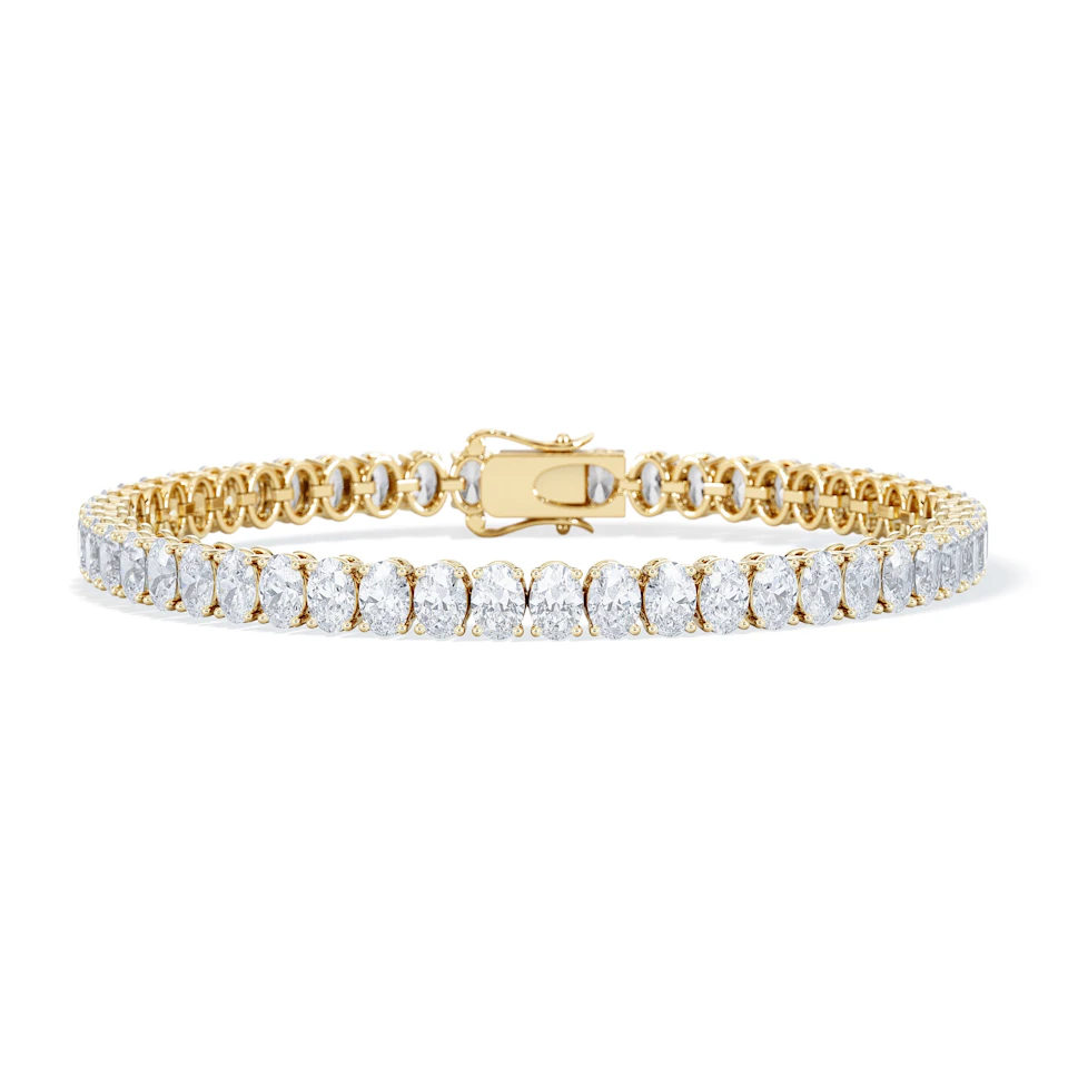 LUXE 10.00ct Lab Diamond Tennis Bracelet with IGI Certified Oval-Cut Diamonds in 18K Yellow Gold
