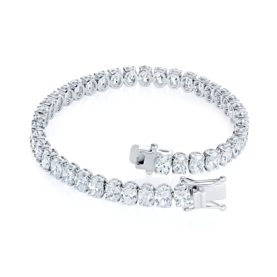 LUXE 15.00ct Lab Diamond Tennis Bracelet with IGI Certified Oval-Cut Diamonds in 18K White Gold