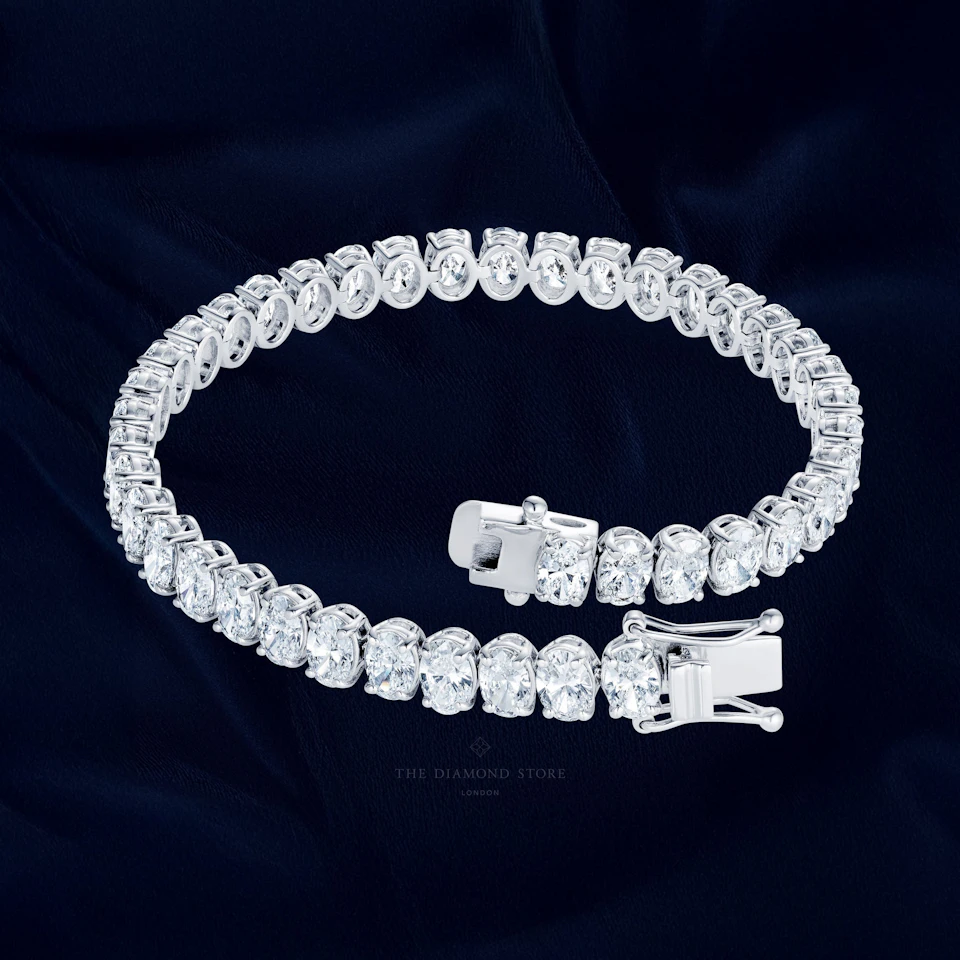 LUXE 15.00ct Lab Diamond Tennis Bracelet with IGI Certified Oval-Cut Diamonds in 18K White Gold