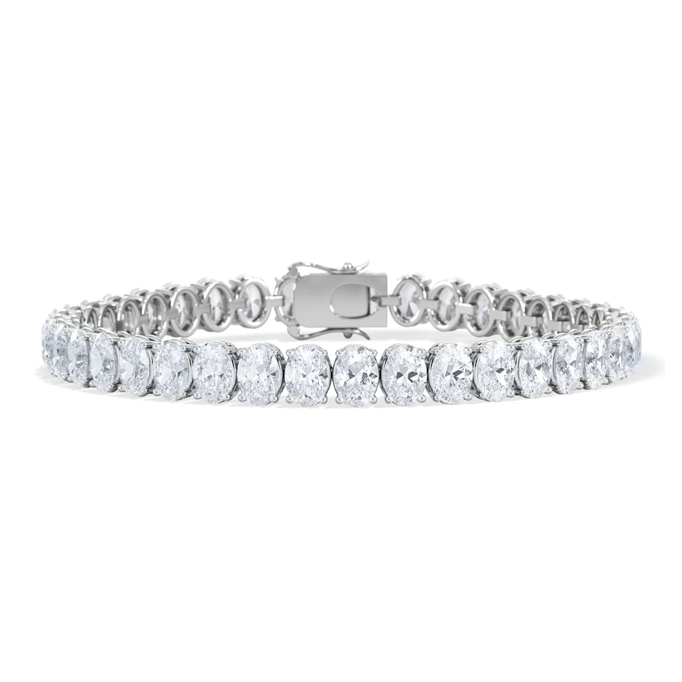 LUXE 15.00ct Lab Diamond Tennis Bracelet with IGI Certified Oval-Cut Diamonds in 18K White Gold