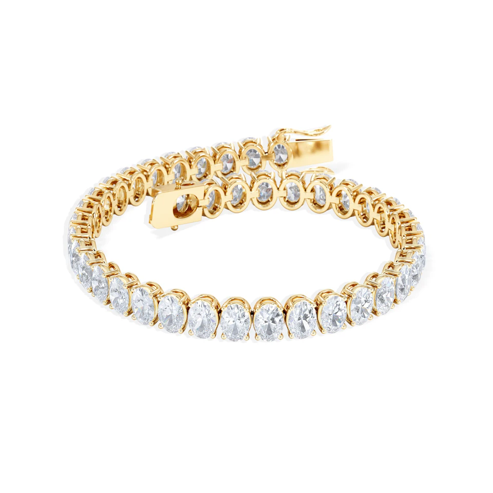 LUXE 15.00ct Lab Diamond Tennis Bracelet with IGI Certified Oval-Cut Diamonds in 18K Yellow Gold