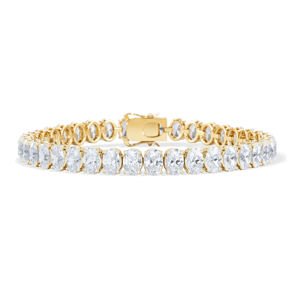 LUXE 15.00ct Lab Diamond Tennis Bracelet with IGI Certified Oval-Cut Diamonds in 18K Yellow Gold