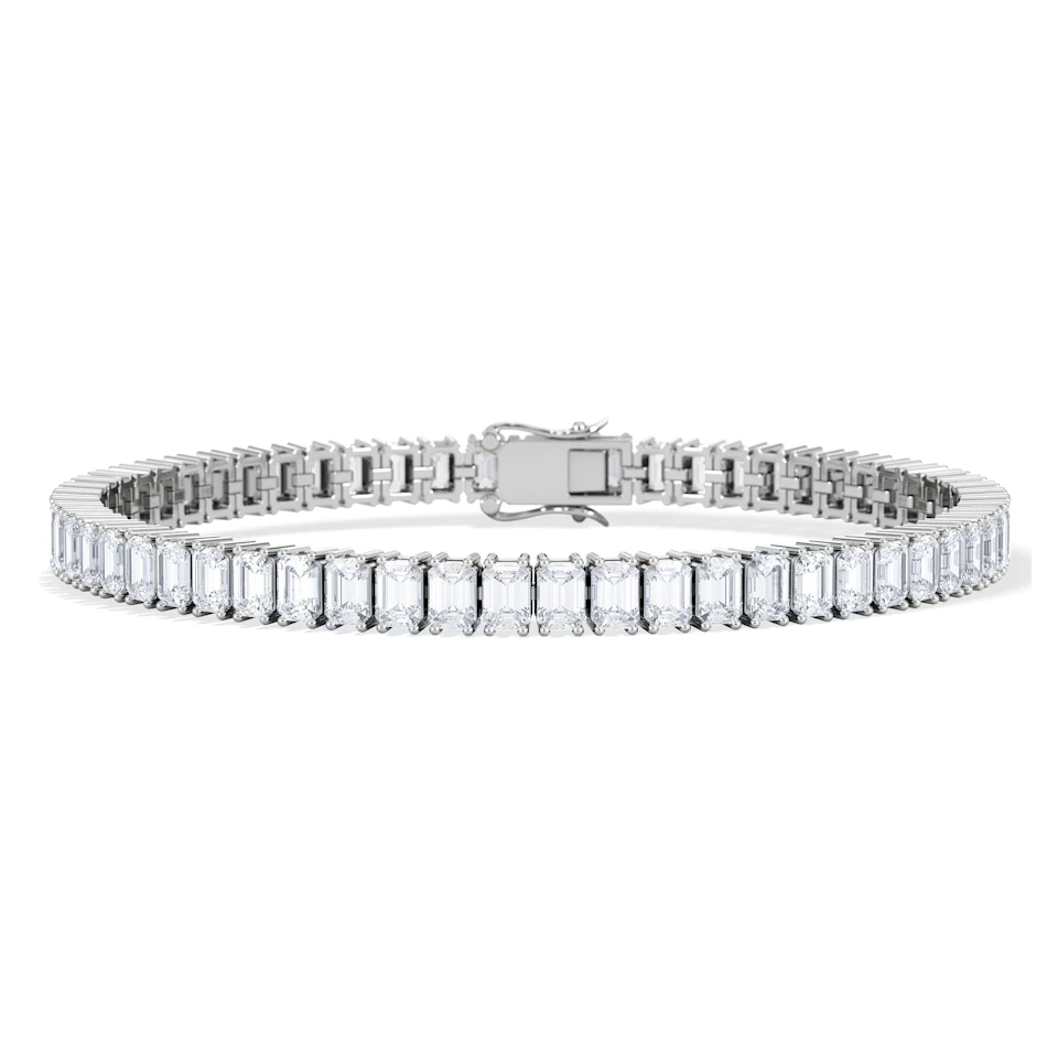 LUXE 12.00ct Lab Diamond Tennis Bracelet with IGI Certified Emerald-Cut Diamonds in 18K White Gold