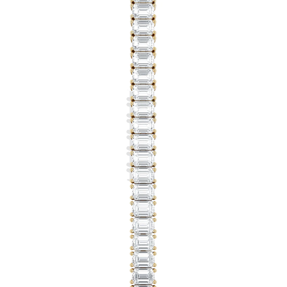 LUXE 12.00ct Lab Diamond Tennis Bracelet with IGI Certified Emerald-Cut Diamonds in 18K Yellow Gold