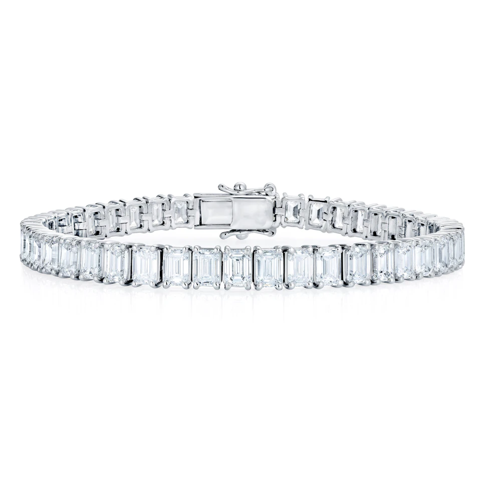 LUXE 17.00ct Lab Diamond Tennis Bracelet with IGI Certified Emerald-Cut Diamonds in 18K White Gold