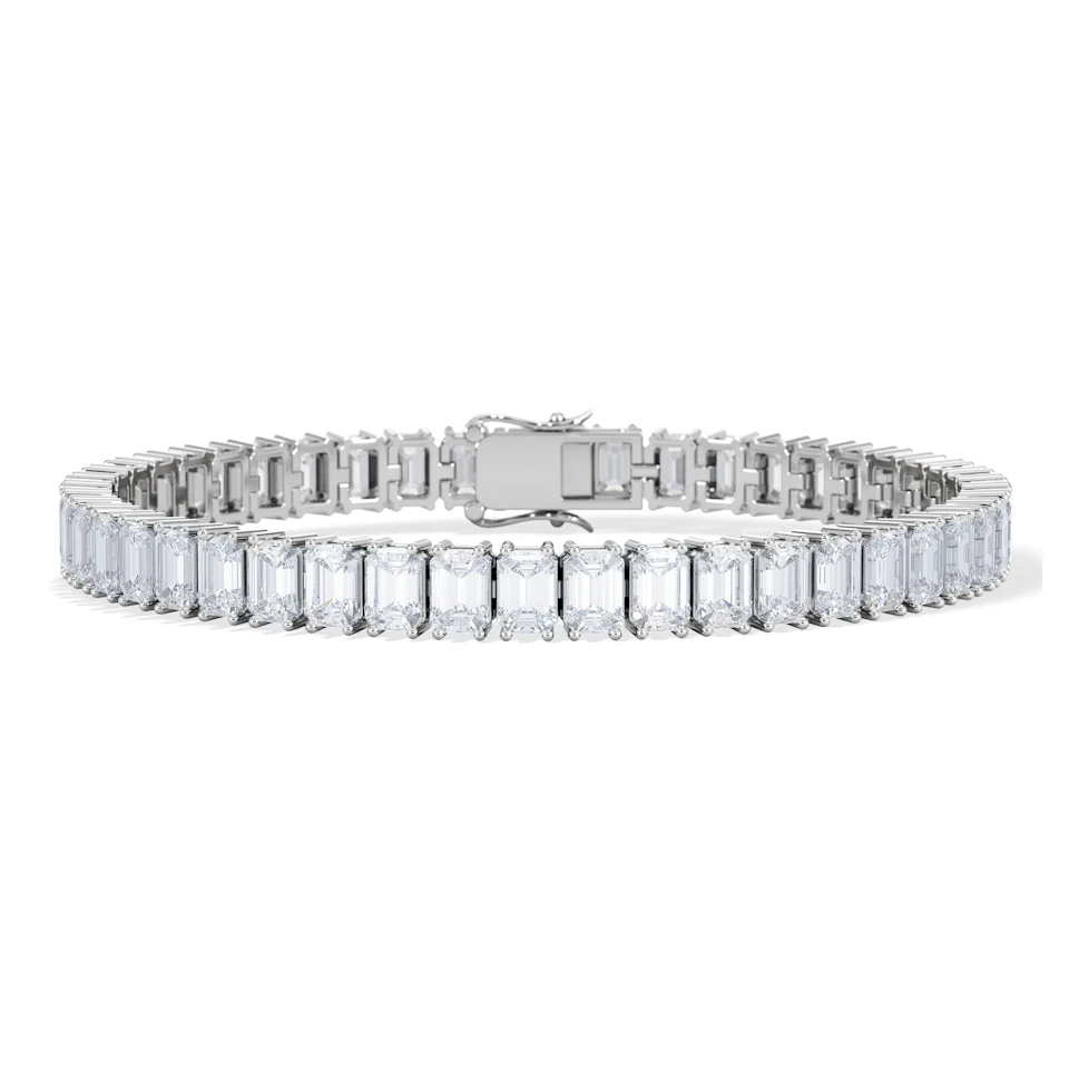 LUXE 17.00ct Lab Diamond Tennis Bracelet with IGI Certified Emerald-Cut Diamonds in 18K White Gold