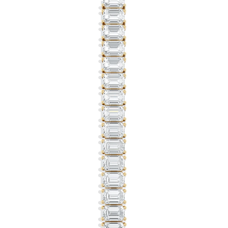 LUXE 17.00ct Lab Diamond Tennis Bracelet with IGI Certified Emerald-Cut Diamonds in 18K Yellow Gold