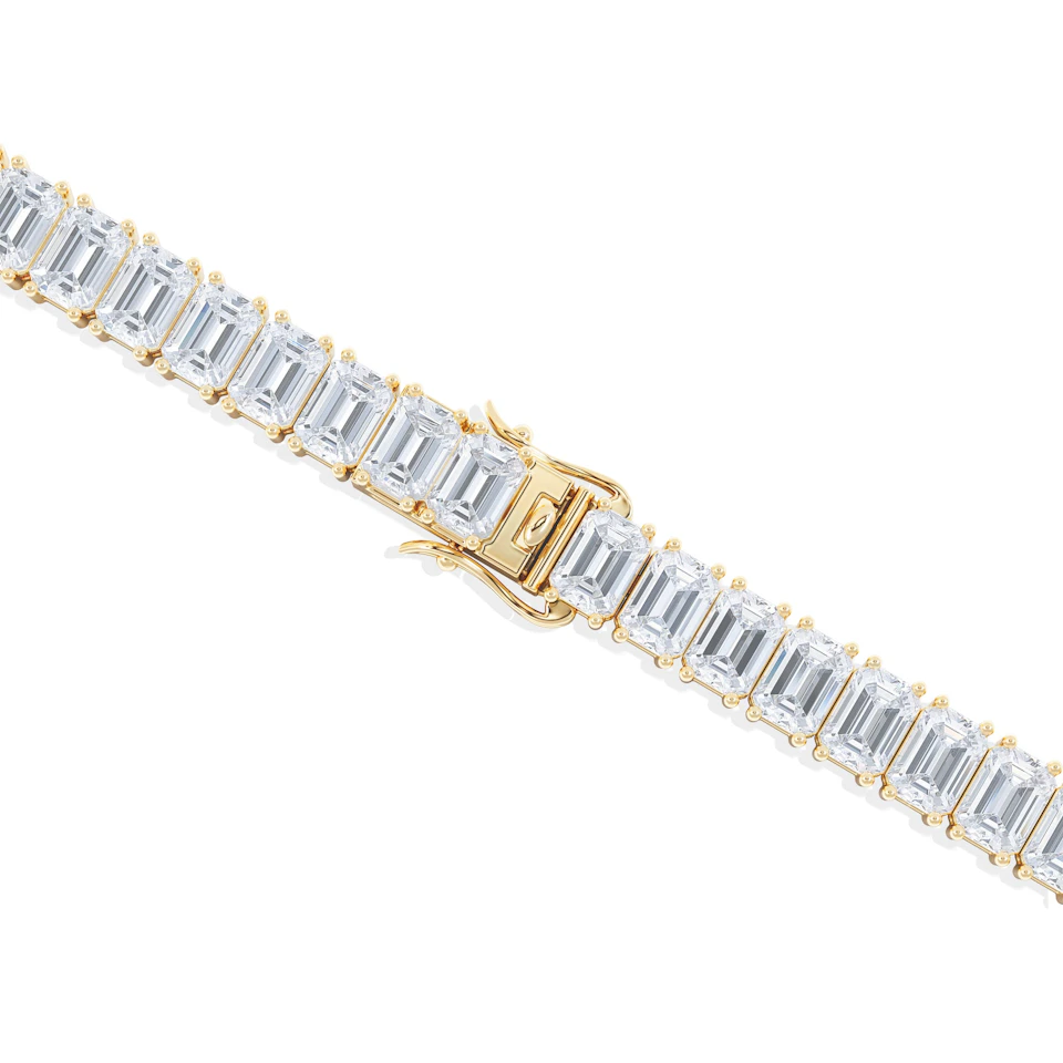 LUXE 17.00ct Lab Diamond Tennis Bracelet with IGI Certified Emerald-Cut Diamonds in 18K Yellow Gold